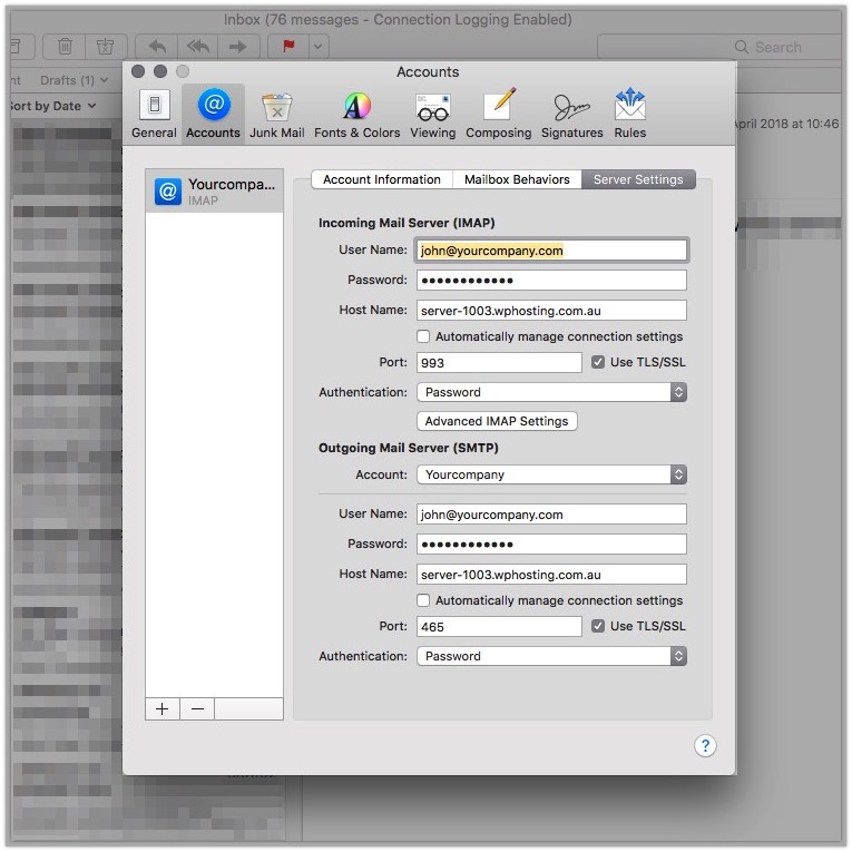 how to set up email on mac with own server