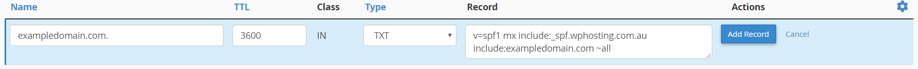 Add DNS TXT record within cPanel Zone Editor module