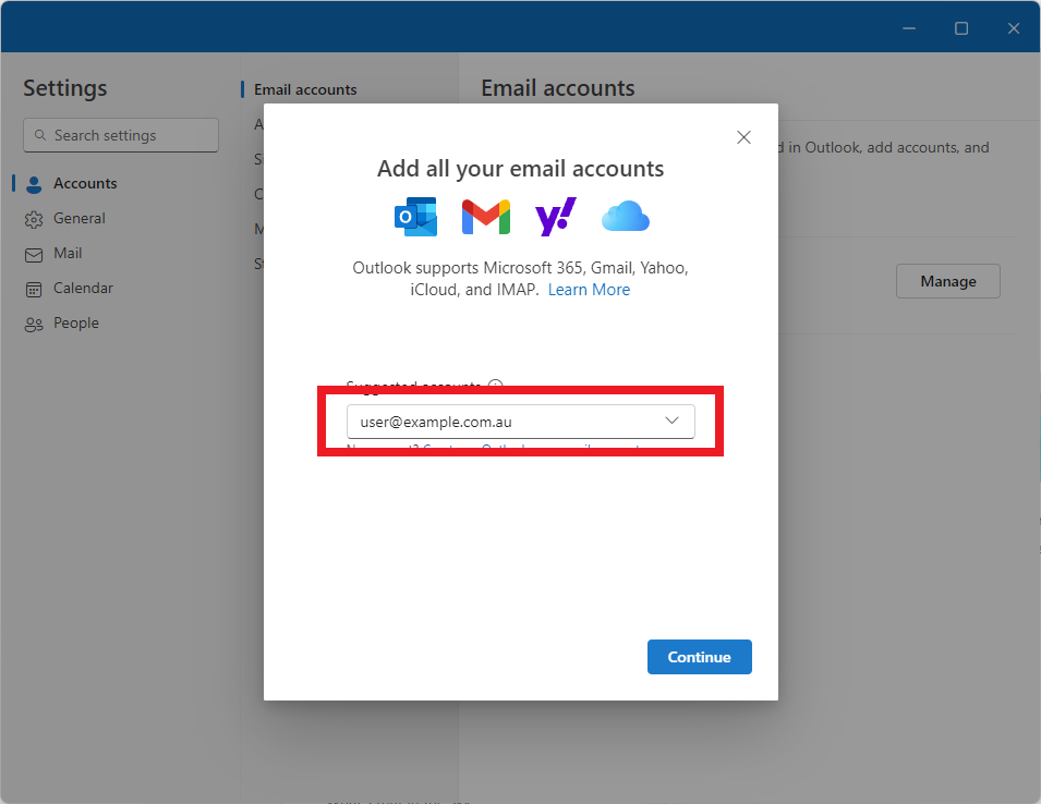 new outlook for windows: enter email address