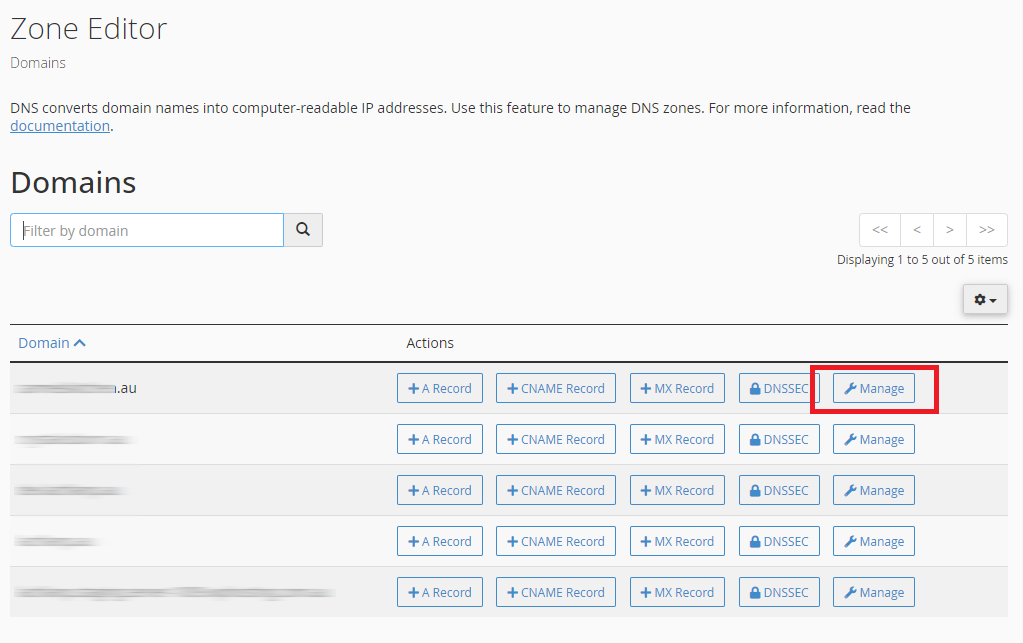 click 'Manage' button to add a custom DMARC record