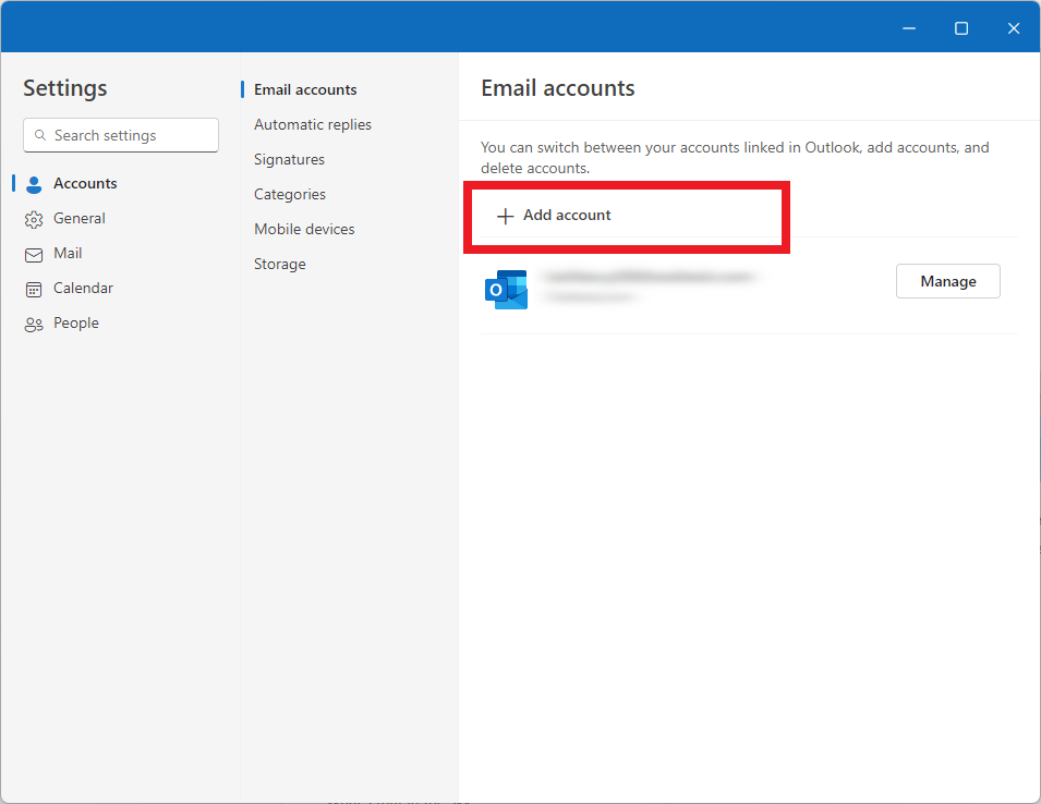 new outlook for windows: Add account