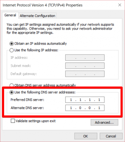 How to update your computers DNS resolver: enter ip address of the resolver